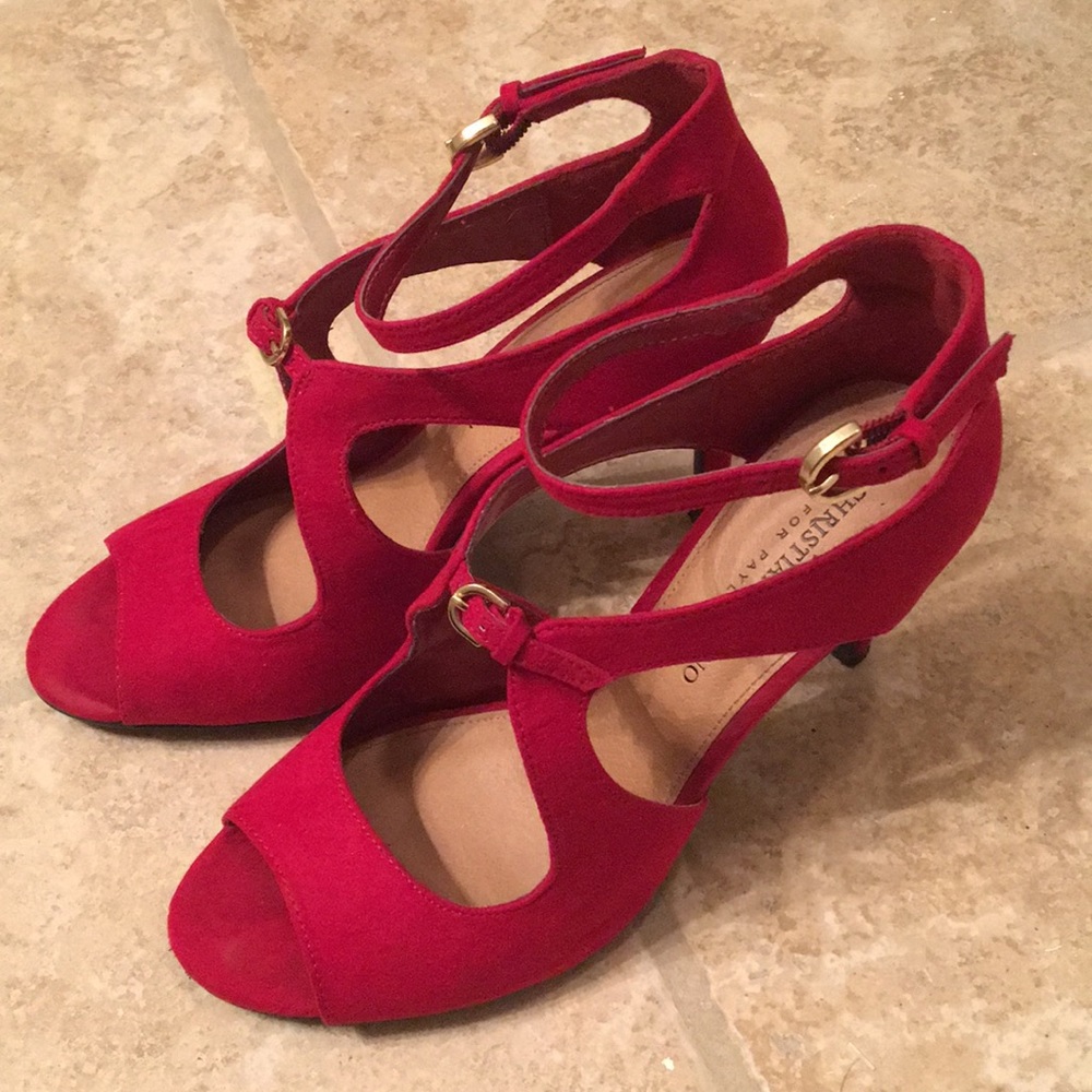 Red velvet heels